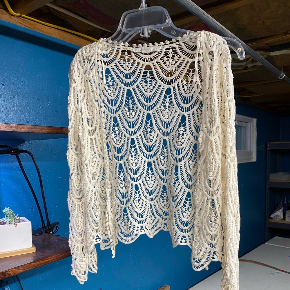 Forever 21 white lace knit cardigan